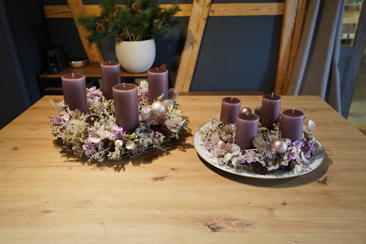 Adventskranz winter rosé