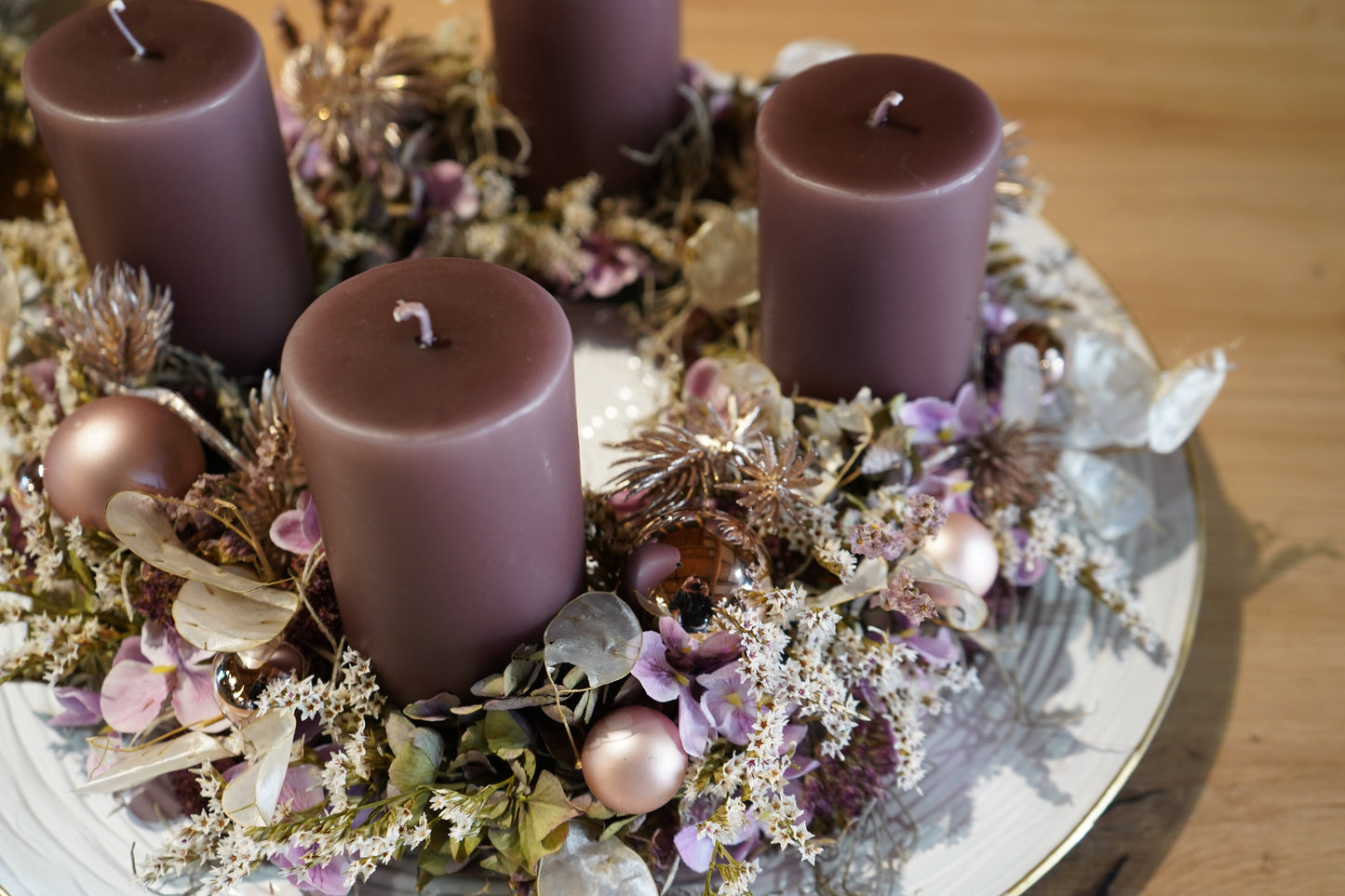 Adventskranz winter rosé